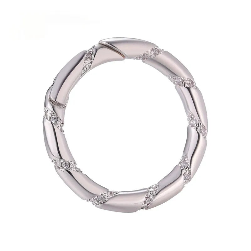 Copper climbing heart-shaped metal button with micro inlaid zircon stones, showing spring fastener and screw buckle style options.