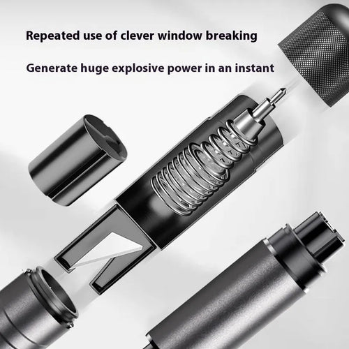 Gun grey aluminium alloy car safety hammer with seatbelt cutter, 87mm length