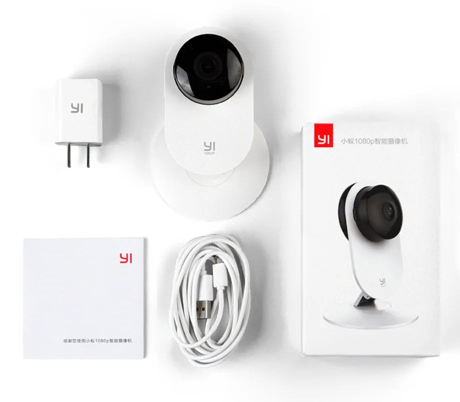 YI Home Camera 1080P white indoor security camera with 112° wide angle lens and night vision up to 9m