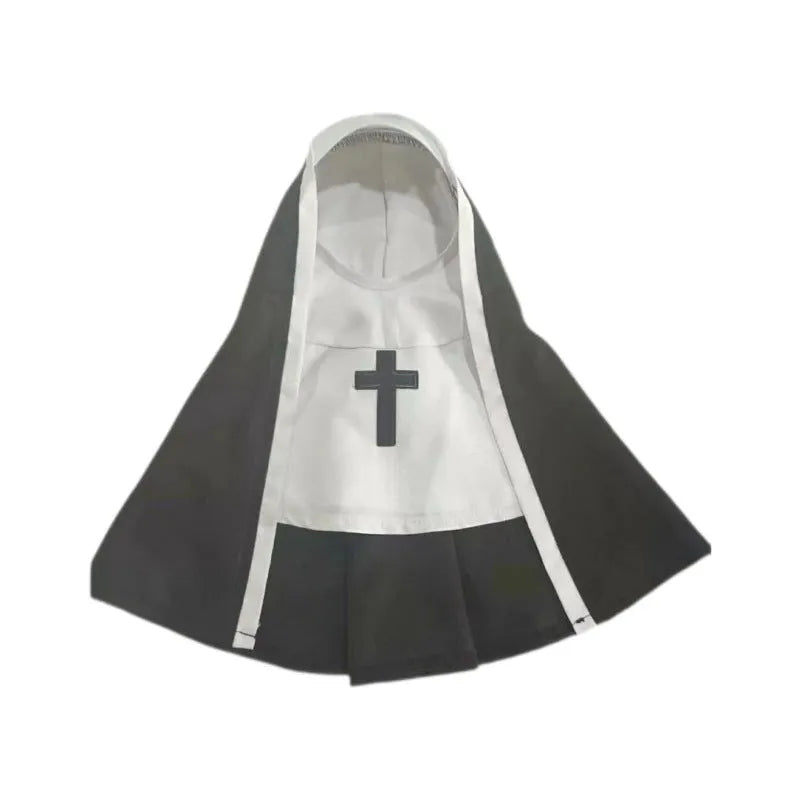 Black and white nun costume for small to medium dogs with polyester cloak