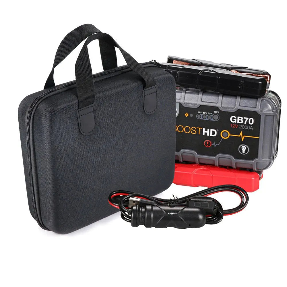 Black EVA shockproof carry case for NOCO Genius Boost GB70 jump starter with double zipper and hand strap