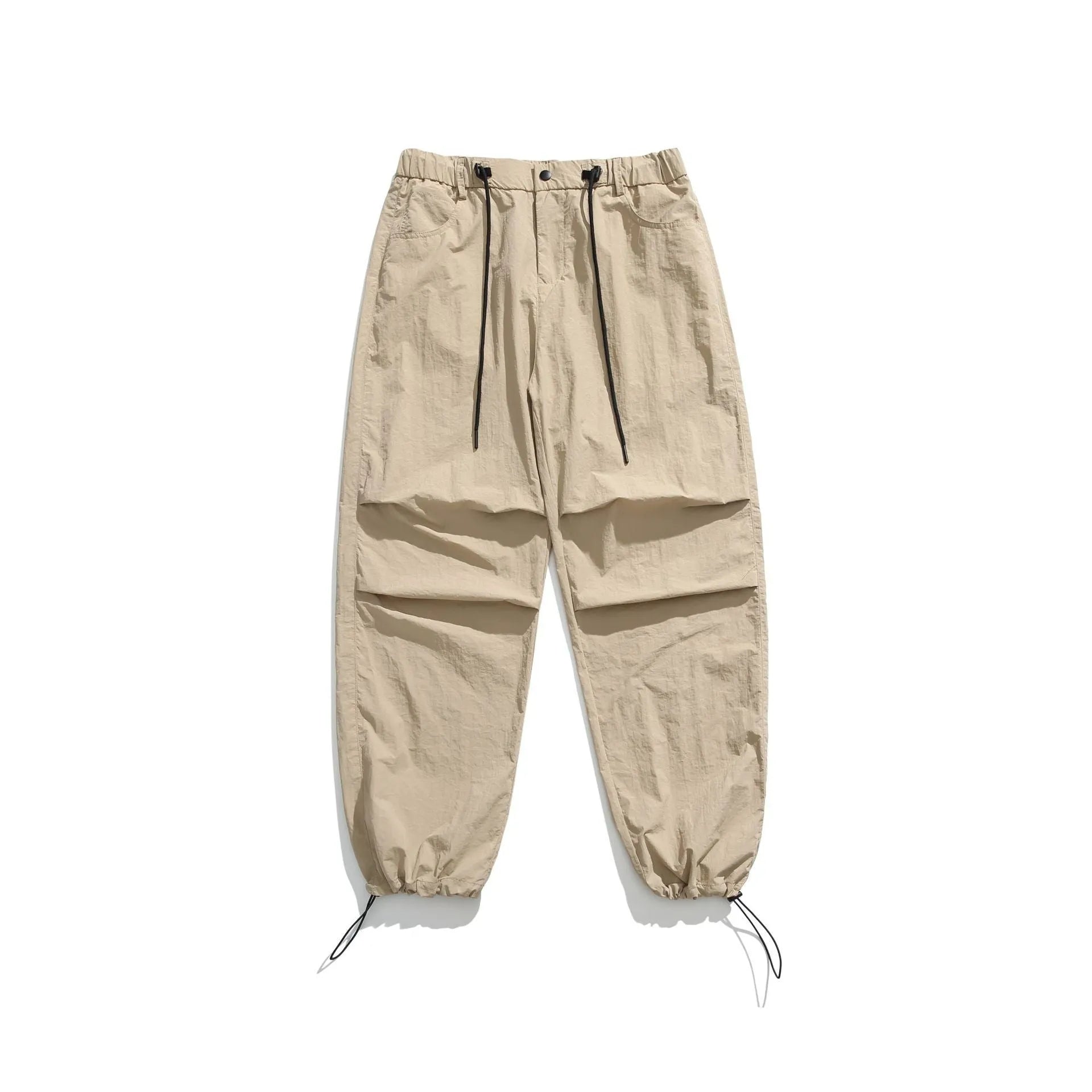 Men's loose straight-leg casual trousers in thin ice silk nylon fabric available in multiple colours