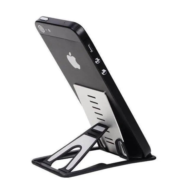 Black desktop phone bracket stand measuring 8.5cm by 5cm with lazy bracket mechanism