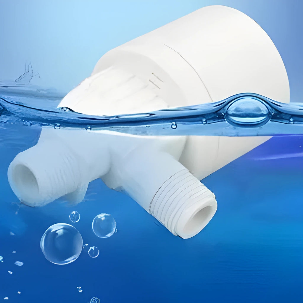 White nylon automatic float valve for water tanks with threaded connections
