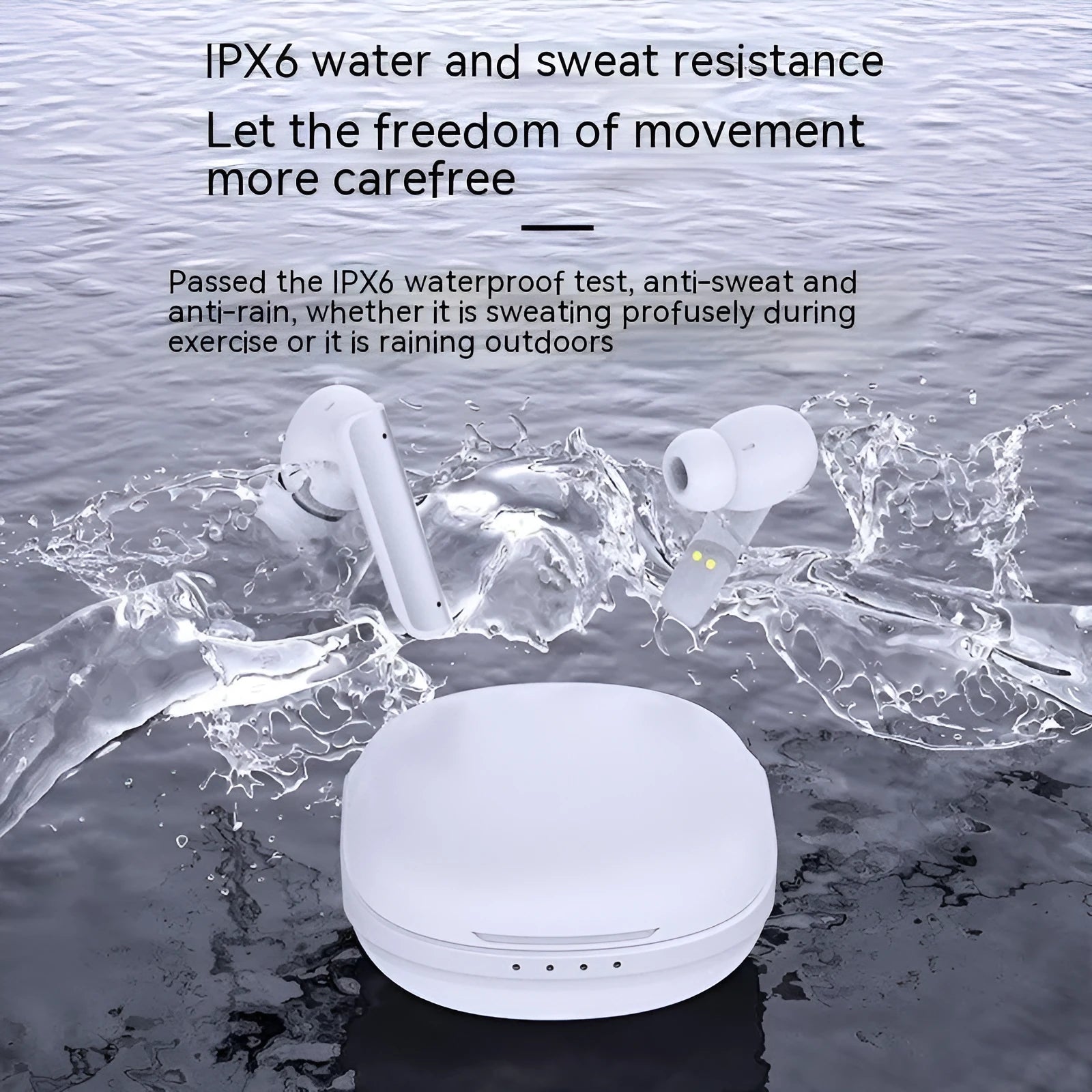 Wireless Bluetooth earphone in-ear metal P60PRO with charging case, black and milky white options