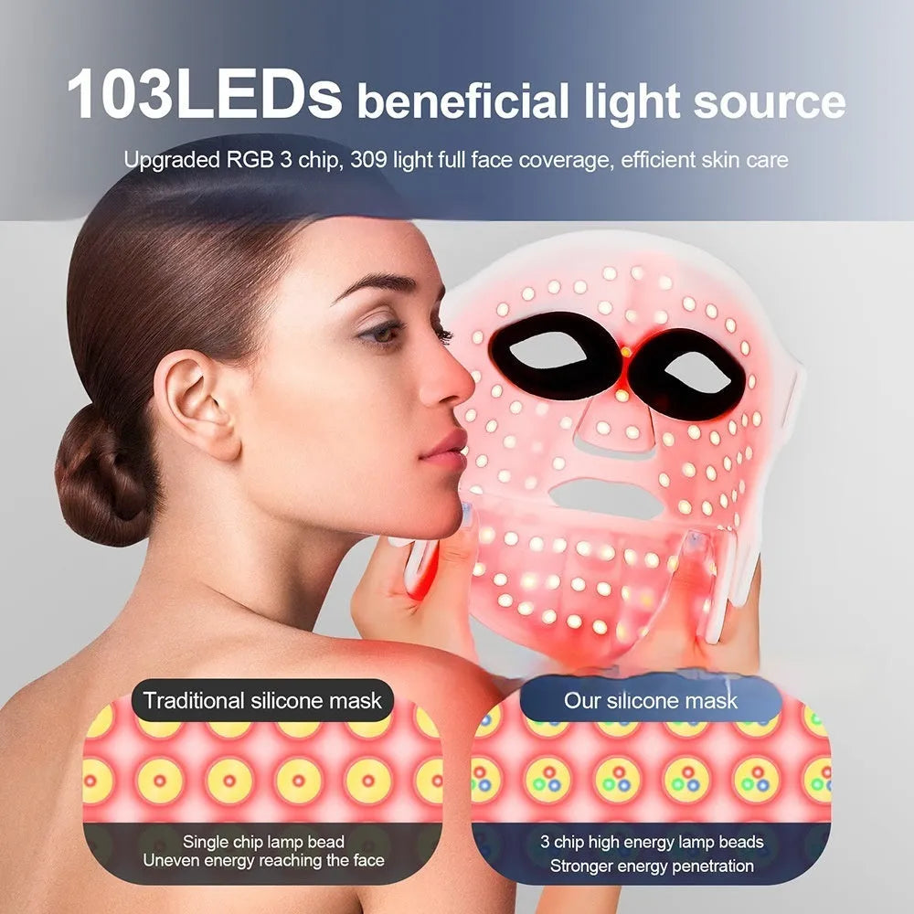 Rechargeable silicone LED photon face mask for home skin rejuvenation in black colour