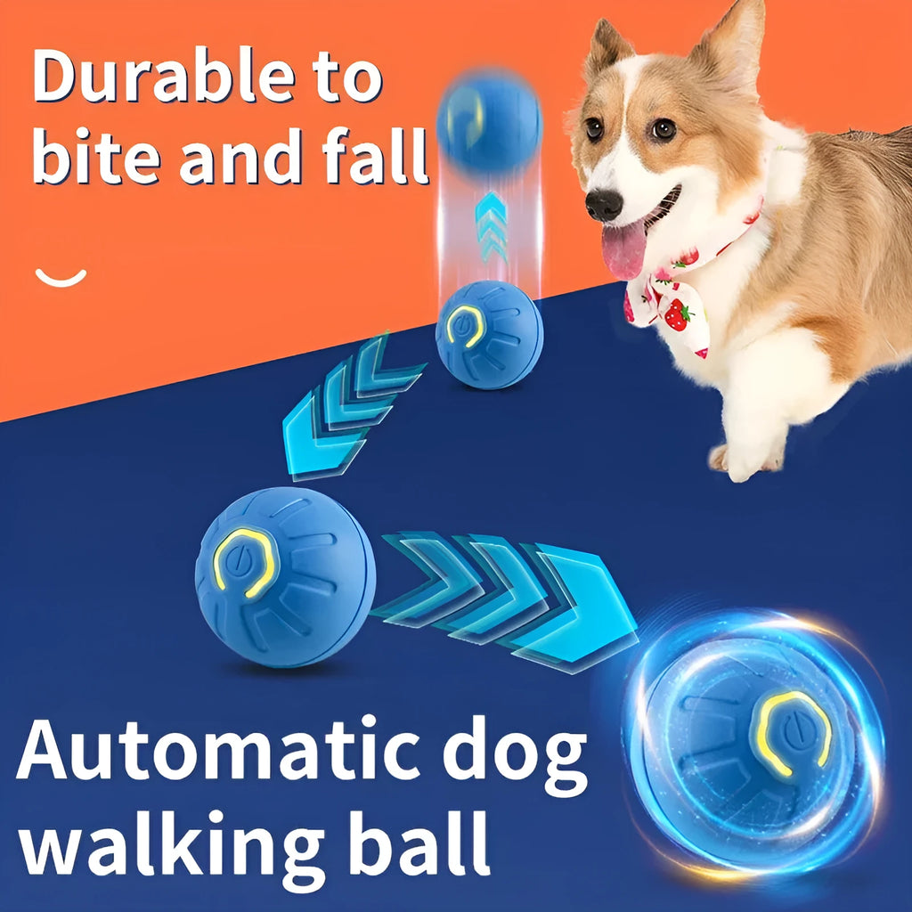 Smart dog toy ball 42mm USB automatic moving bouncing electronic pet toy in blue