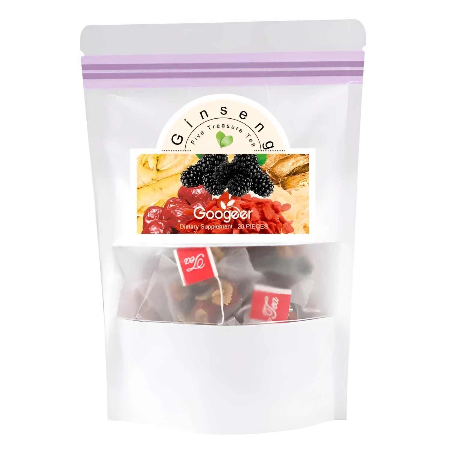 Pack of 20 herbal tea bags for nourishing kidney yang with wolfberry, ginseng, and hawthorn.