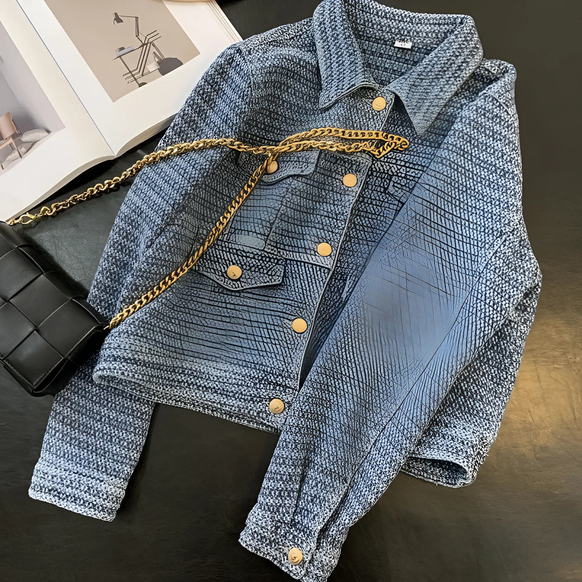 Women's long-sleeve denim jacket in picture colour, cotton main fabric, regular sleeve, sizes S to XL