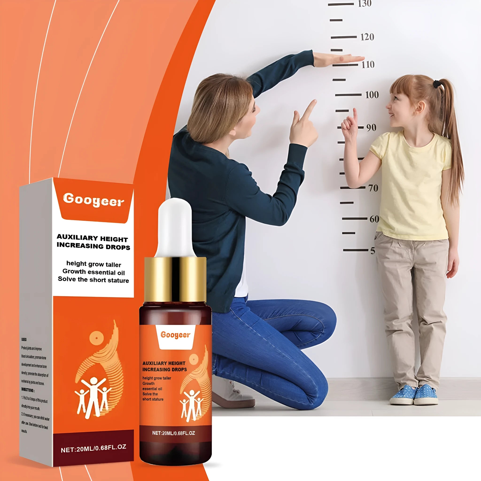 Googeer 20ml auxiliary height increasing drops bottle with peppermint extract and vitamin B1 formula