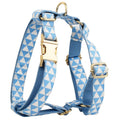 Blue cloth dog collar, leash, decorative bow, and vest set for small to medium dogs