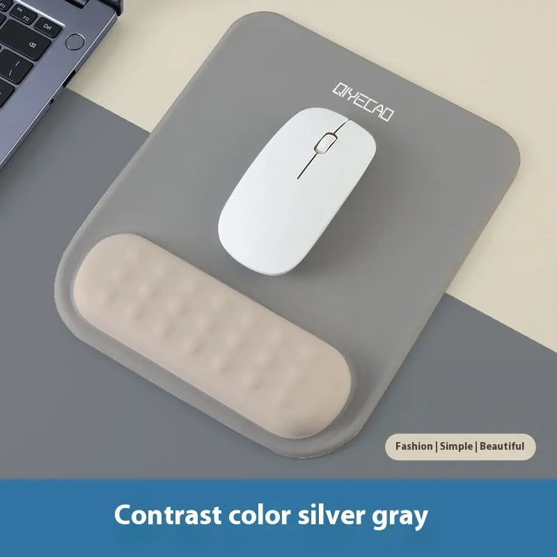 Ergonomic mouse pad with wrist rest in cloth silicone material showing 240x220mm dimensions