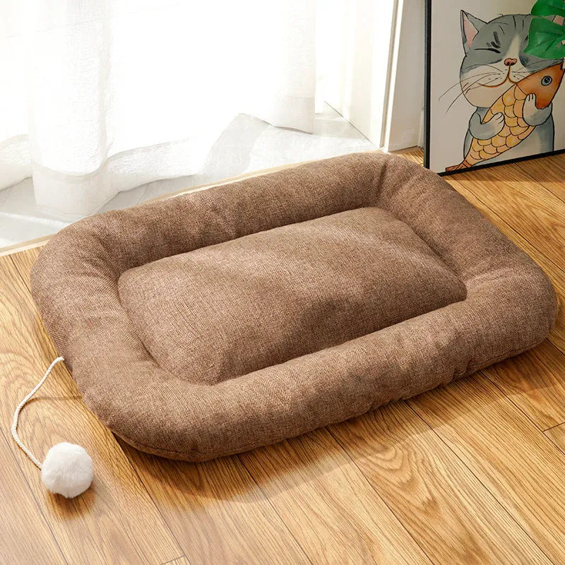 Brown kennel cushion mat with cooling gel pad for small and medium dogs in four sizes