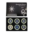 Six anti-radiation mobile phone stickers in gold and silver metallic finishes