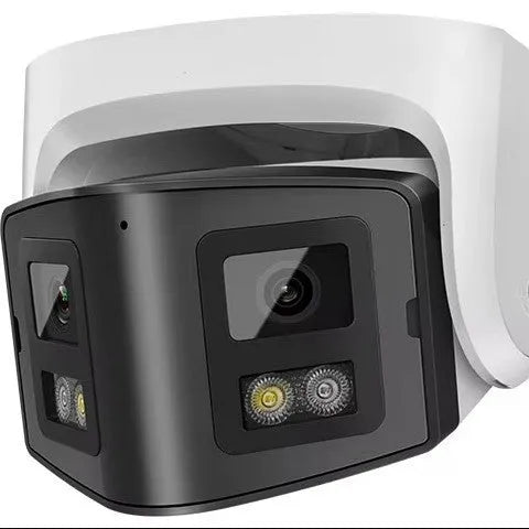 4MP dual-lens IP security camera with IP66 waterproof rating for indoor and outdoor surveillance