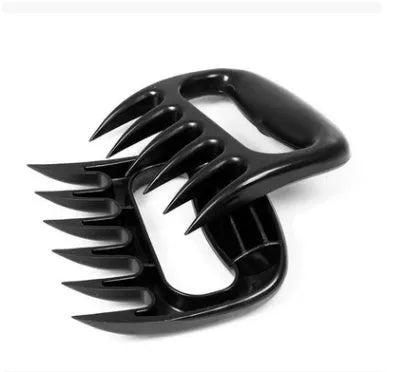 Black bear claw meat shredder set with patterned handles for barbecue preparation