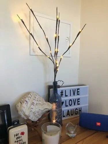 20LED twigs light string decoration with five branches, 75cm length, battery-operated, available in multiple colours