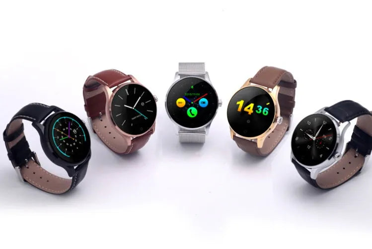 K88H smartwatch with heart rate monitoring on wrist in black case with steel strap