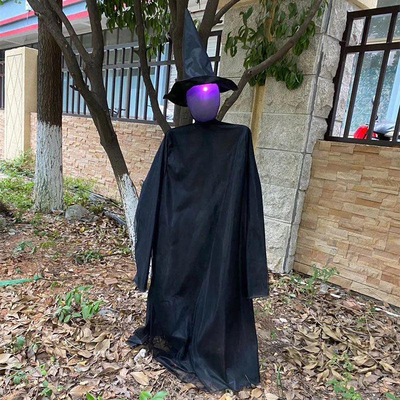 Halloween hanging ghost decoration with red flashing eyes and support tubes