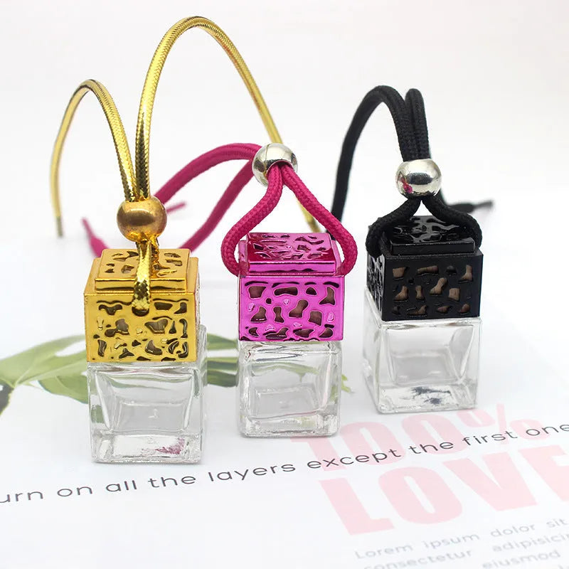 8ml square glass hollow empty perfume bottle in gold colour with cap, 4.6cm tall