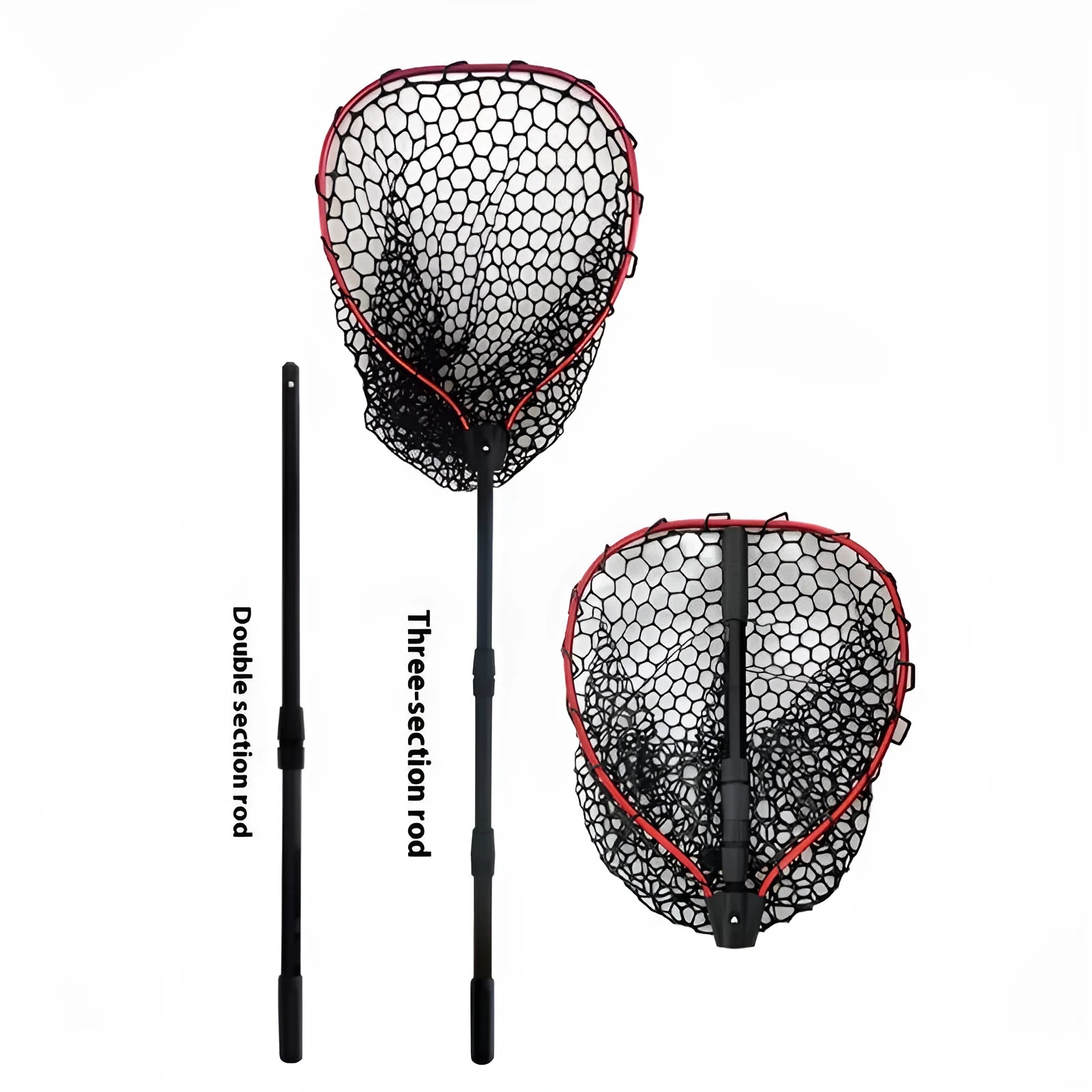Luyada dip net with aluminum alloy telescopic rod extended to 162cm, red frame with black net pocket