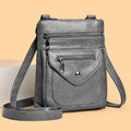 Vertical crossbody phone bag for women in square shape with visible sewing lines
