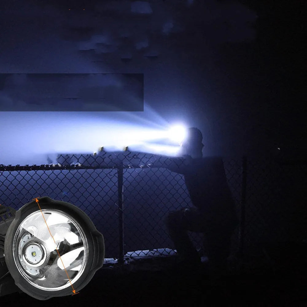 Rechargeable head-mounted LED night fishing lamp with 18650 battery and aluminium housing
