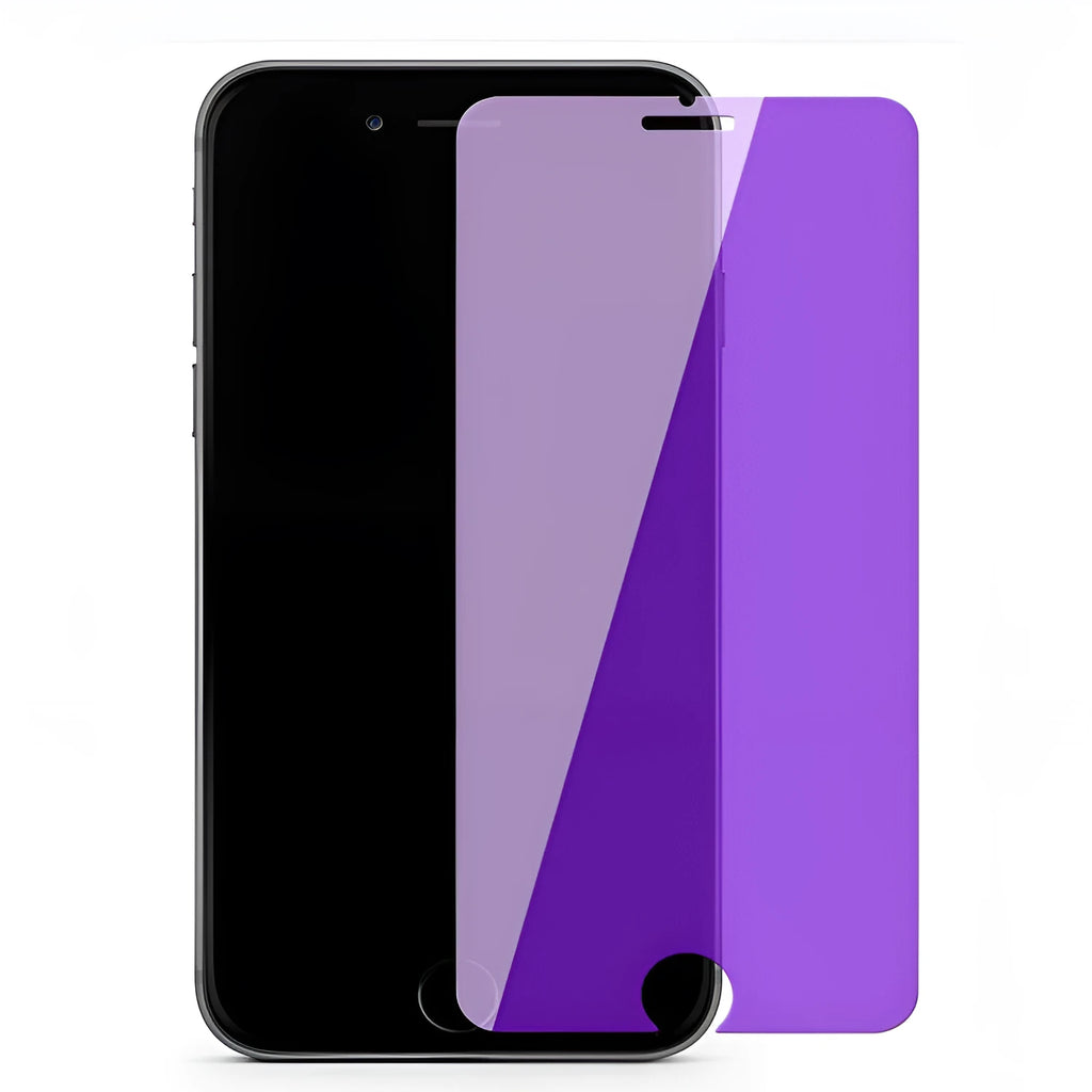 Violet light tempered glass screen protector for Vivo mobile phones on a white background.