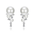 E214 925 silver pearl stud earrings for women with electroplated finish