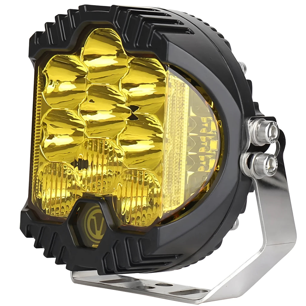 LED gold work light 50W 5000lm 6500K yellow for off-road vehicle modification, die-cast aluminium alloy, 12-30V