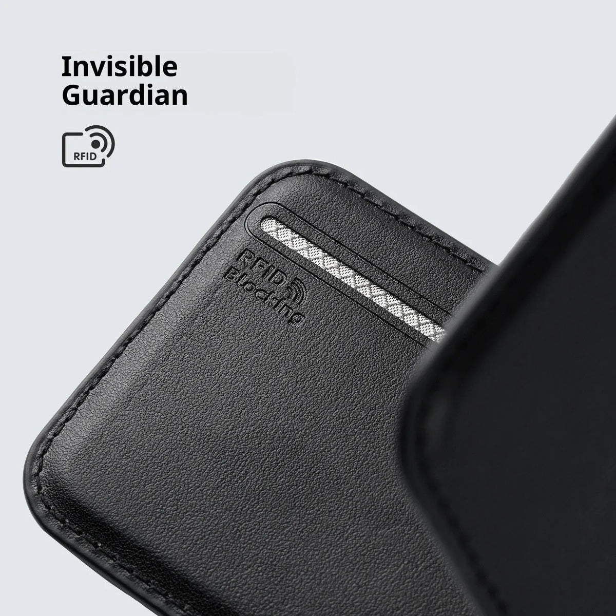 Magnetic phone stand wallet in solid colour with card slots, dark blue finish