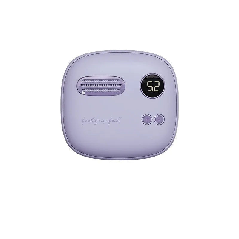 2-in-1 retro hand warmer and power bank with digital temperature display, 5000mAh, in purple