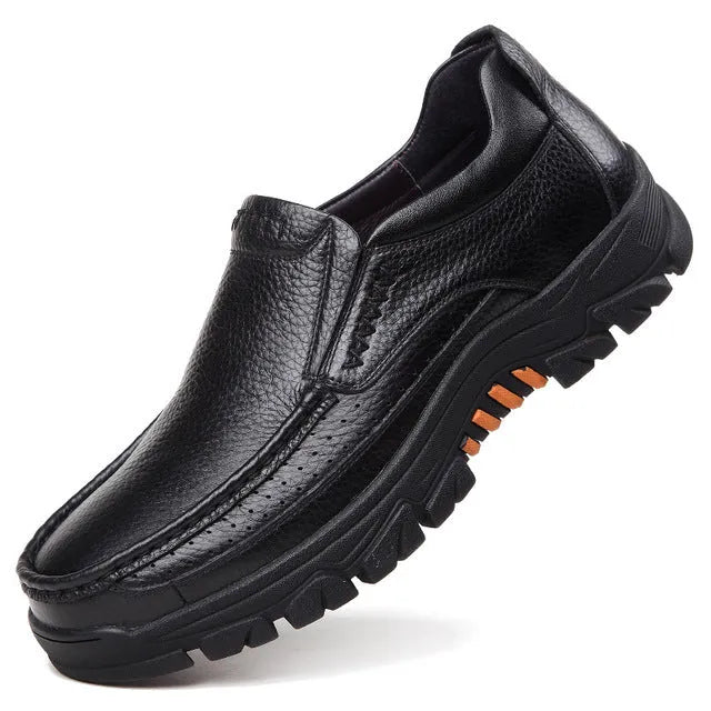 Black and brown business casual leather shoes with slip-resistant rubber soles
