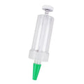 12cm long plastic mini garden seeder tool with button mechanism for container planting