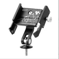 Aluminium alloy mobile phone holder mounted on bicycle handlebars in black colour
