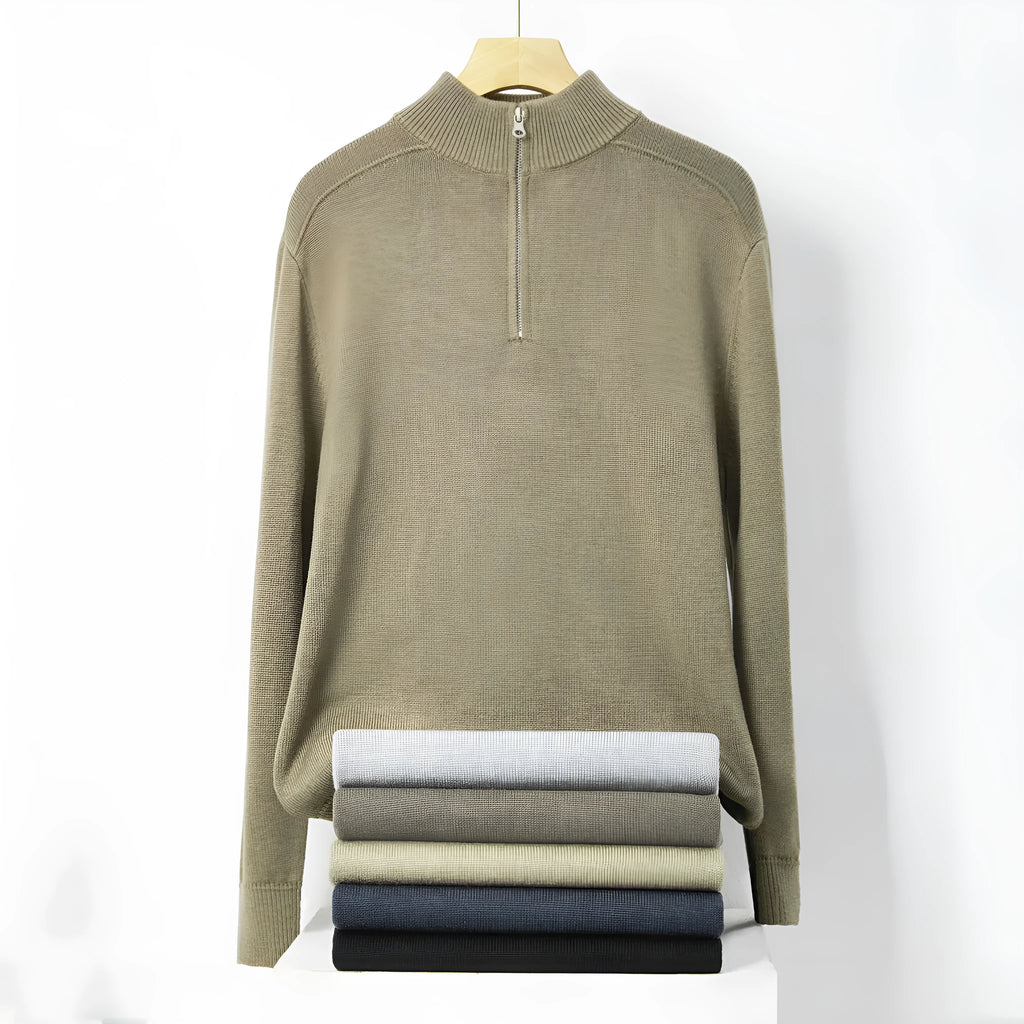 Men's casual sweater thickened wool base shirt long sleeve slim fit pullover in multiple colours black light gray bronze coffee blue gray apricot stone sand