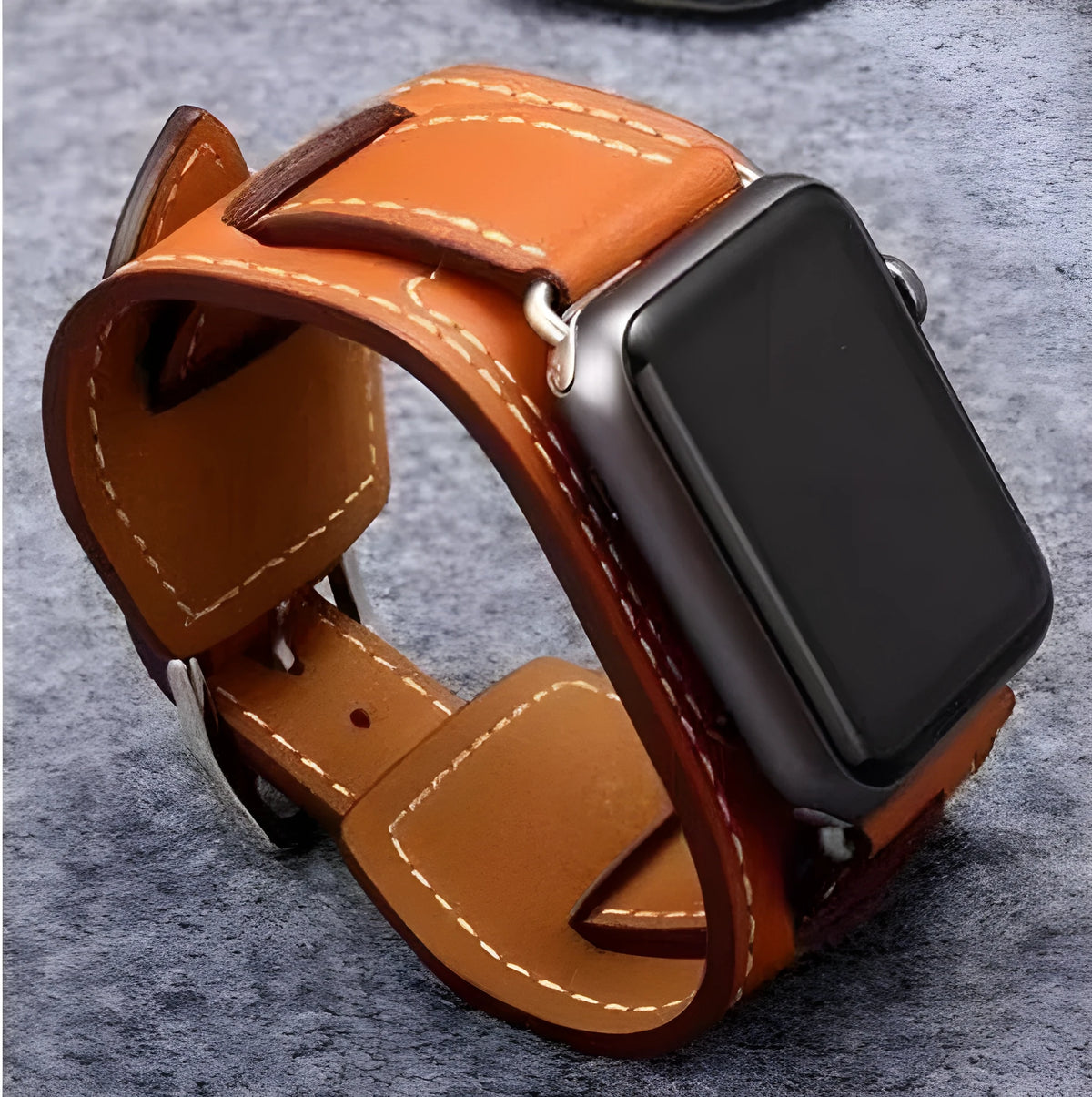 Leather watch strap belt in red, blue, black, or brown, 38mm and 42mm widths for men and women