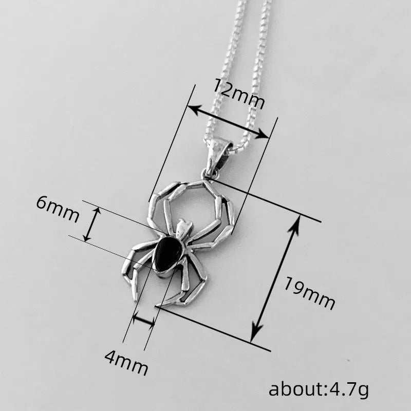 Lady Halloween ghost spider necklace copper box chain mixed gemstone pendant white gold colour