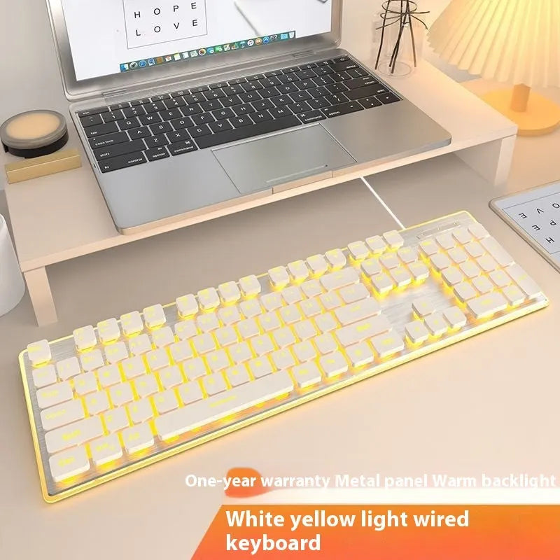 Button Mute Keyboard wired mechanical feeling keyboard with coloured backlight options