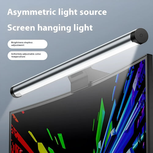 Asymmetric anti blue light screen hanging light on computer monitor with 2.4G wireless control