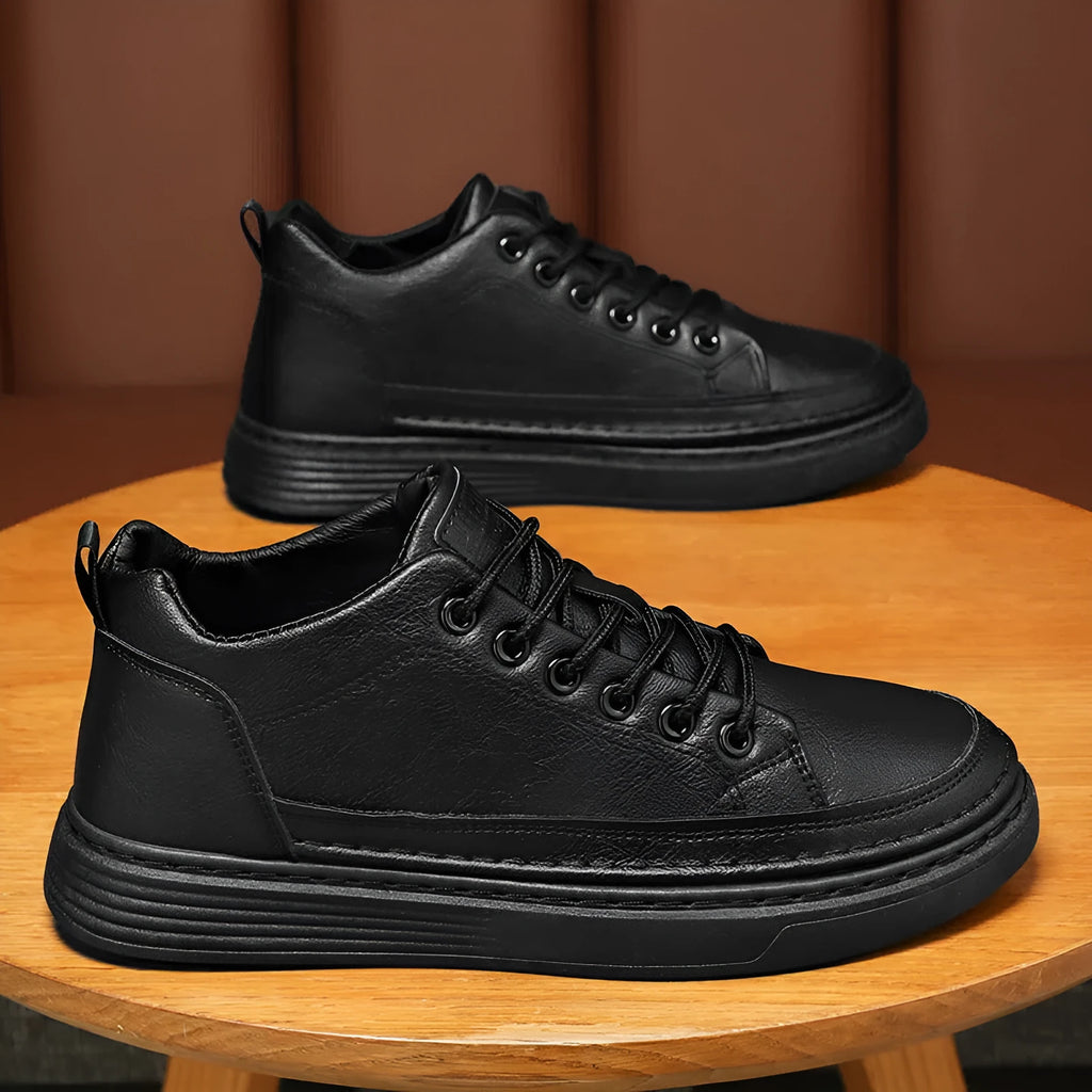 Men's mid-cut breathable waterproof non-slip shoes, synthetic PU upper, rubber outsole, H13 Black Brown White