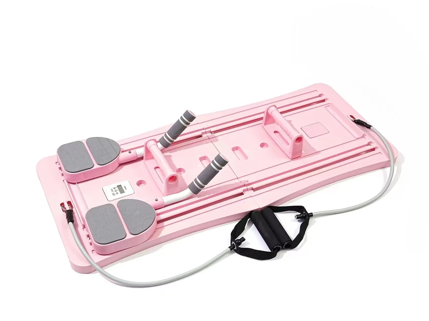 Foldable purple PP belly panel fitness equipment on a grey floor.
