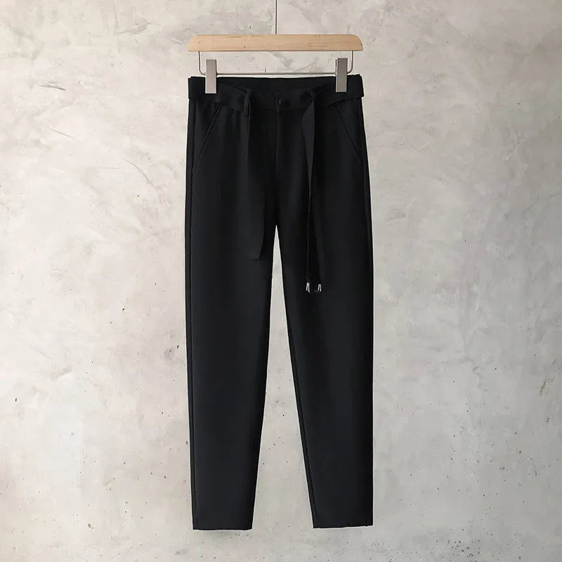 Boys slim straight wool trousers in tapered design with straight leg opening