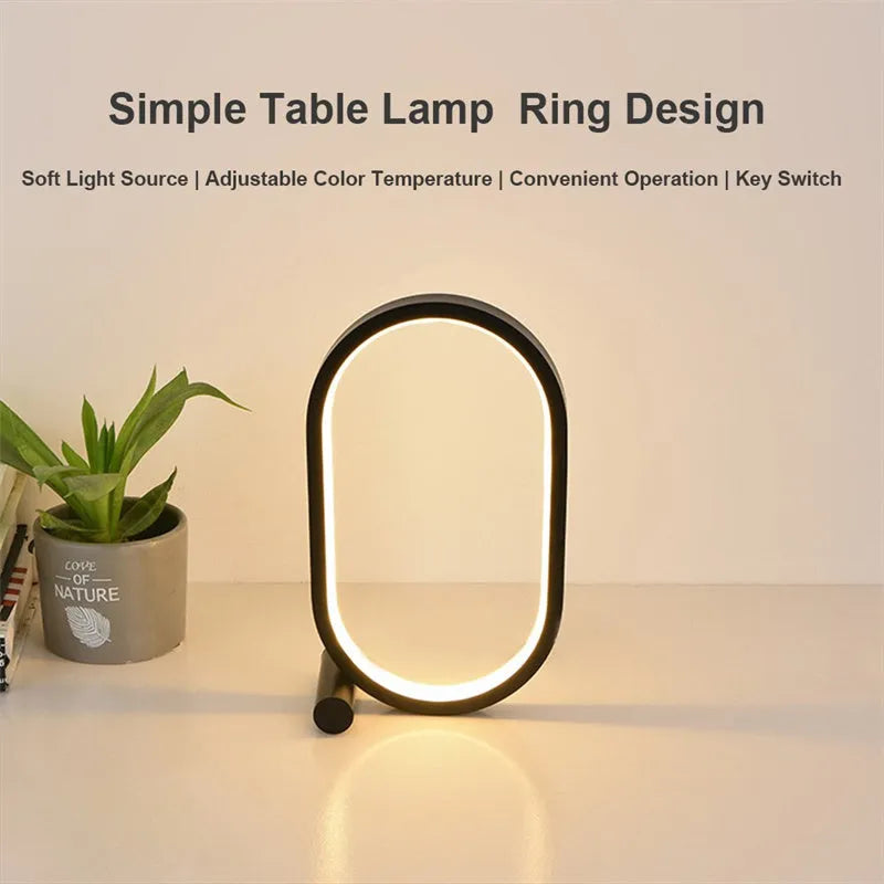 USB plug-in oval acrylic night light with touch control, metal base, and dimmable LED in black
