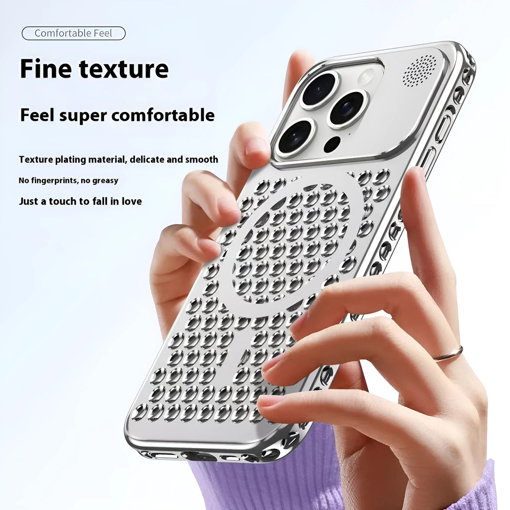 Electroplating magnetic suction heat dissipation phone case for iPhone 15 Pro and Pro Max in titanium colours