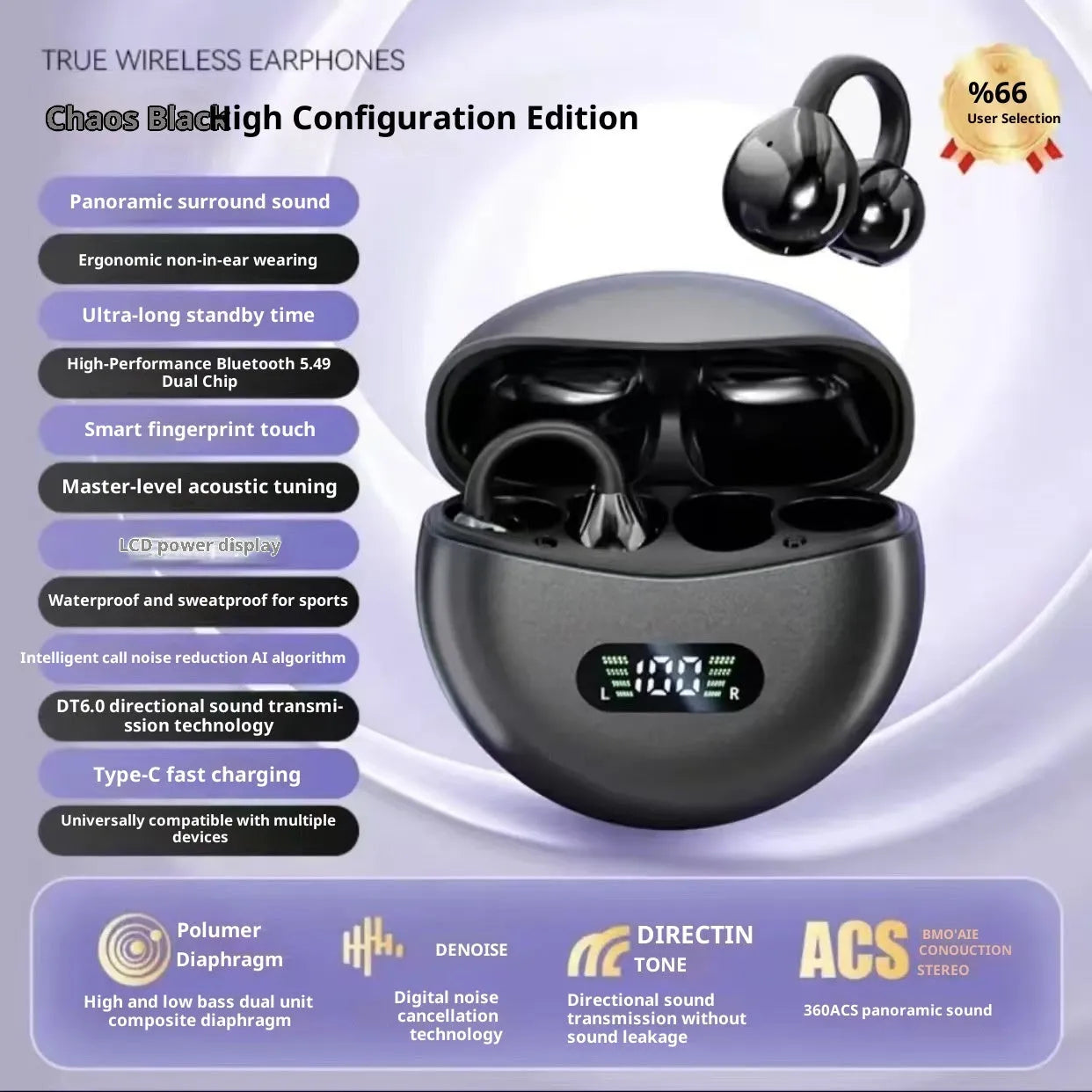 Berlin Sound ear clip wireless Bluetooth headphones in sporty silicone design with ear clip wearing style