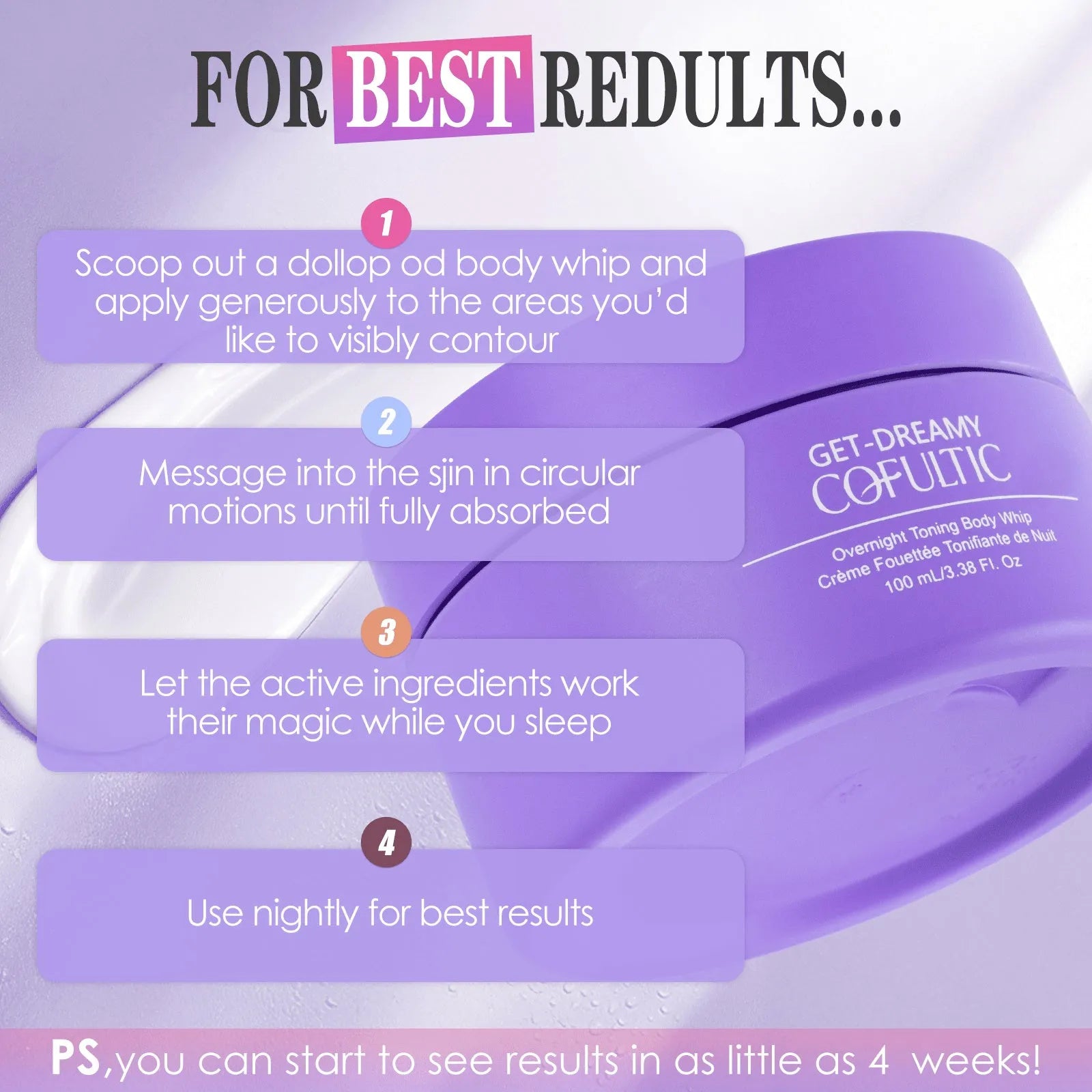 Cofultic Night Sleep Tightening Cream 100ml jar with pump dispenser, shown on a soft surface