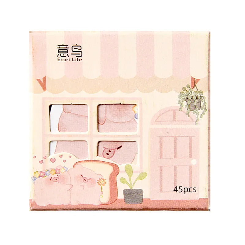 Penguin little naive style paper account stickers showing width range from 20mm to 50mm