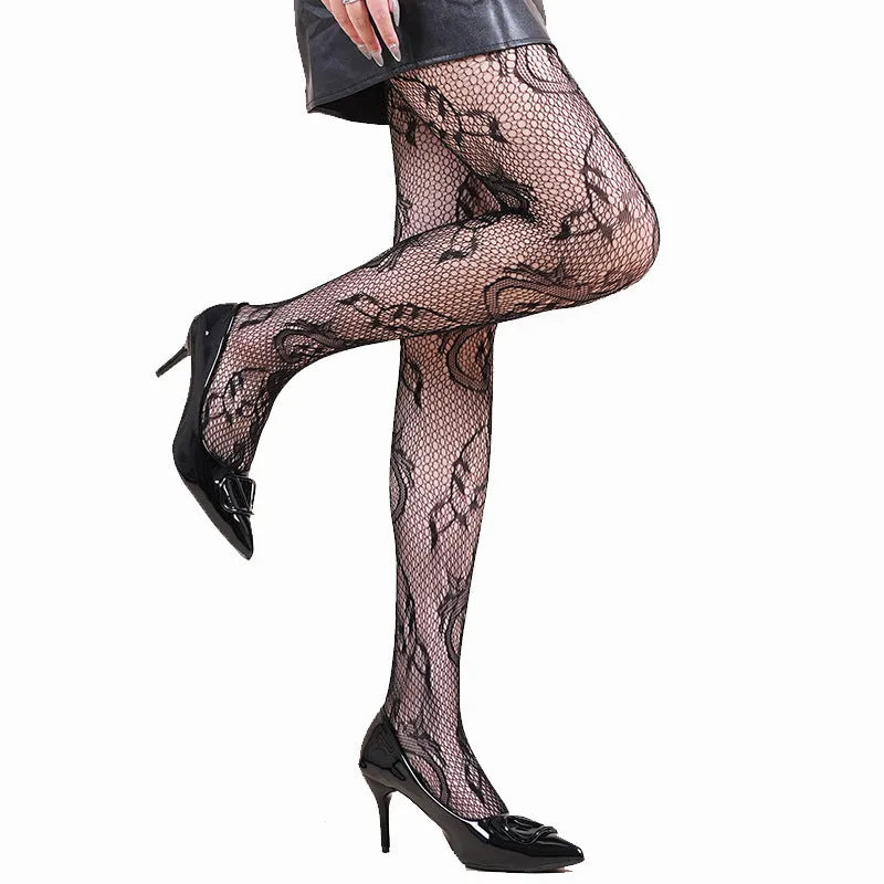 Halloween spider web leopard print fishnet stockings in free size nylon, anti-snagging women's hosiery