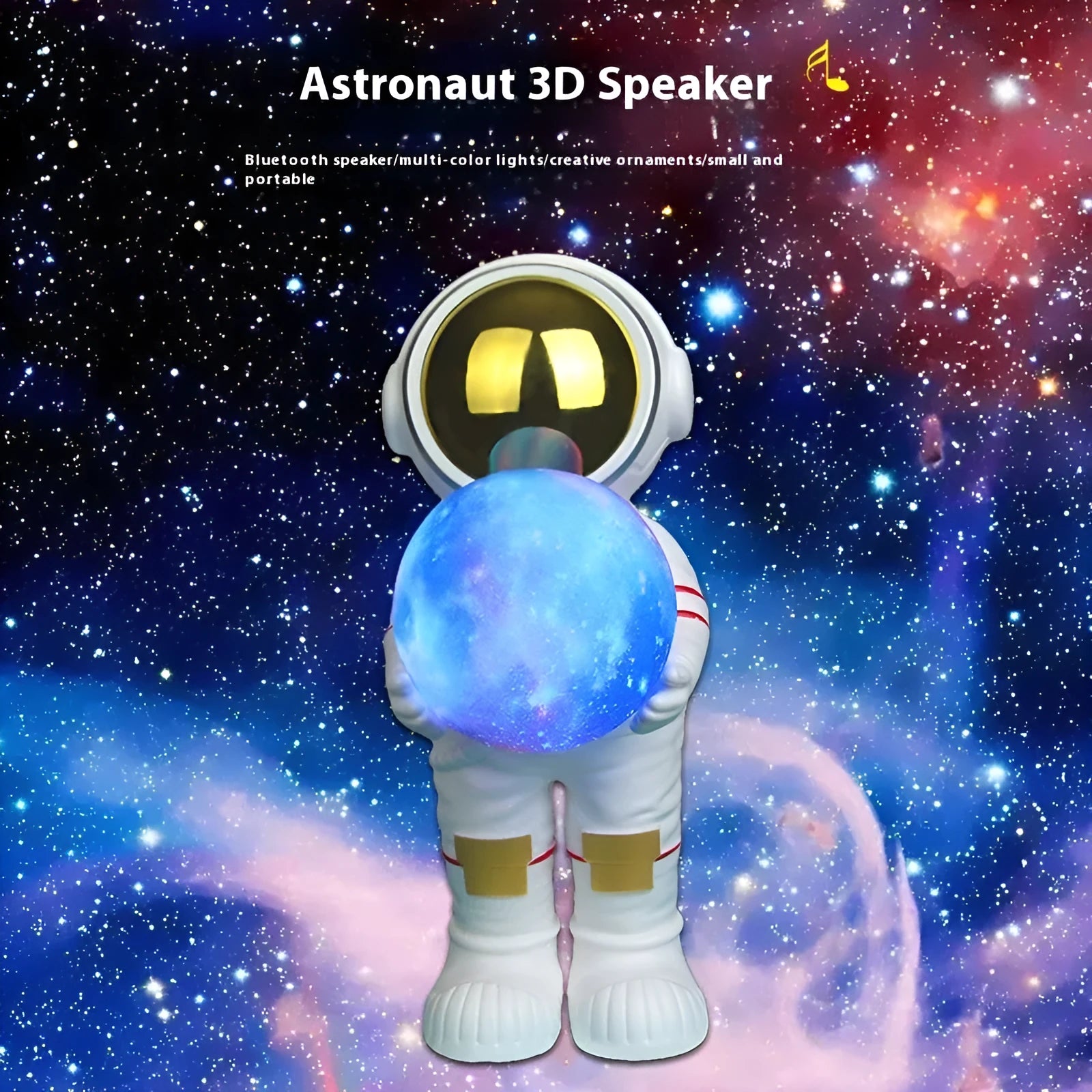 Spaceman starry sky projection lamp showing six-colour LED lighting on dark surface